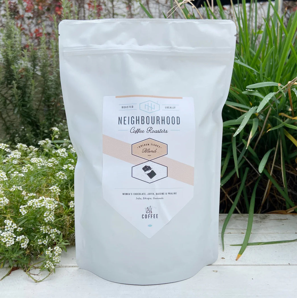 LILY HETHERINGTON STACKABLE COFFEE MUG & SAUCER WITH NEIGHBOURHOOD COFFEE ROASTERS GOLDEN TICKET - 250g