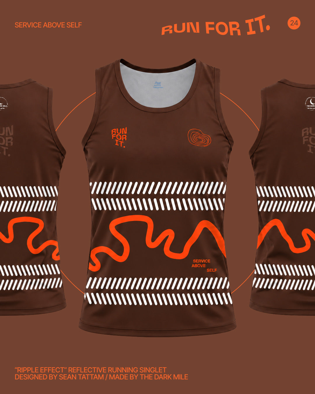 *WOMENS* THE "RIPPLE EFFECT" - REFLECTIVE RUNNING SINGLET
DESIGNED BY SEAN TATTAM / MADE BY THE DARK MILE